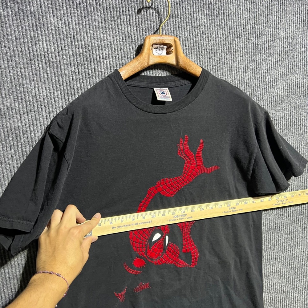 Vintage Delta Spider Man T Shirt Mens Large Black Red Puff Print Marvel Comics - Picture 3 of 10